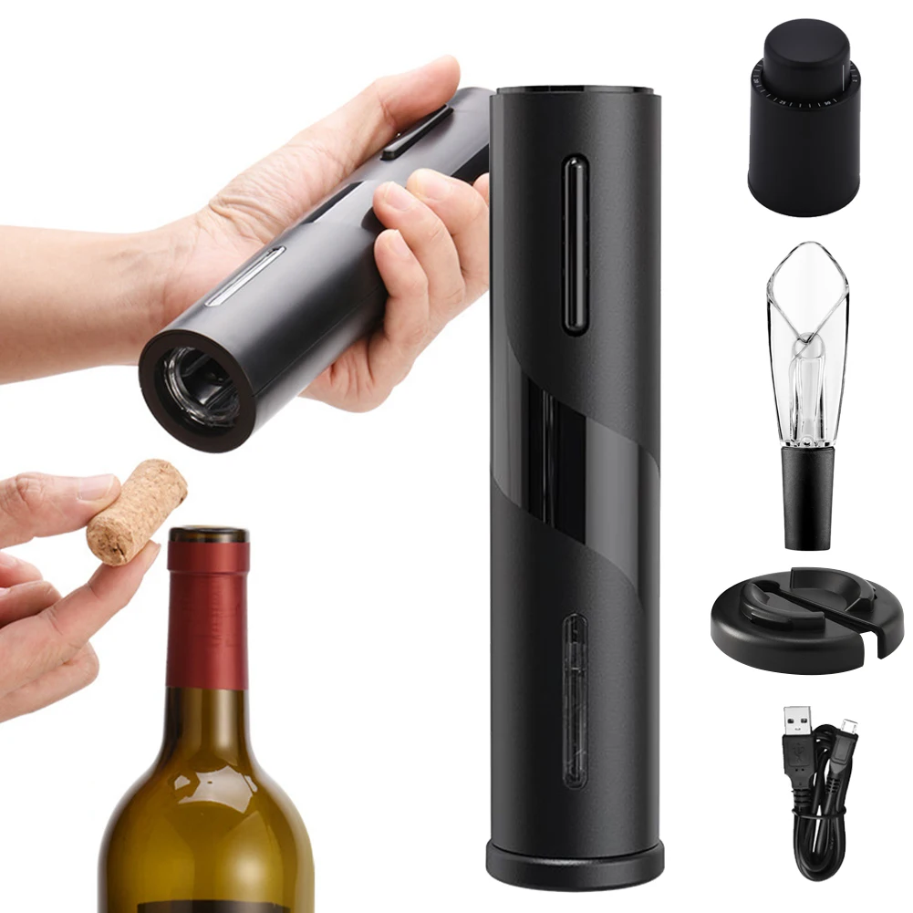 Electric Wine Opener Rechargeable Cordless Wine Bottle Opener Automatic Corkscrew Bottle Opener with Foil Cutter Pourer Stopper
Electric Wine Opener Rechargeable Cordless Wine Bottle Opener Automatic Corkscrew Bottle Opener with Foil Cutter Pourer Stopper