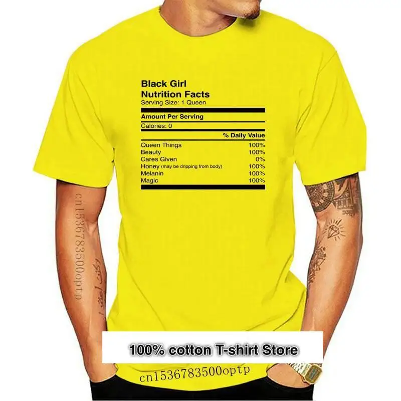 Camiseta de melanina para mujer, camisa de la Reina Nutrition Facts, Humor, color negro, nueva moda
Camiseta de melanina para mujer, camisa de la Reina Nutrition Facts, Humor, color negro, nueva moda