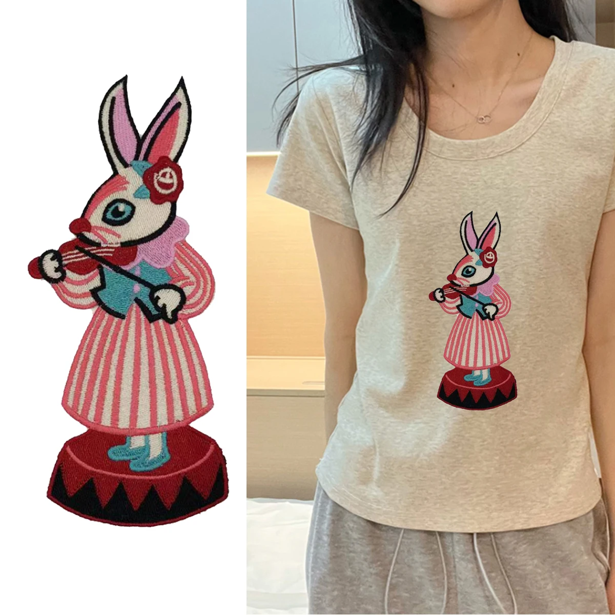25cm Cute Rabbit Embroidery Patches for Girls Bag Iron on Patches for Clothes Appliques Patch for Kids Clothes Designer
25cm Cute Rabbit Embroidery Patches for Girls Bag Iron on Patches for Clothes Appliques Patch for Kids Clothes Designer