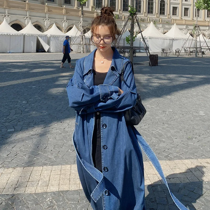 Women Denim Long Windbreaker Trench Dress Jacket Spring Coat New Arrival Lapel Long Sleeve Lapel Big Hem Belt Fashion Atmosphere
Women Denim Long Windbreaker Trench Dress Jacket Spring Coat New Arrival Lapel Long Sleeve Lapel Big Hem Belt Fashion Atmosphere