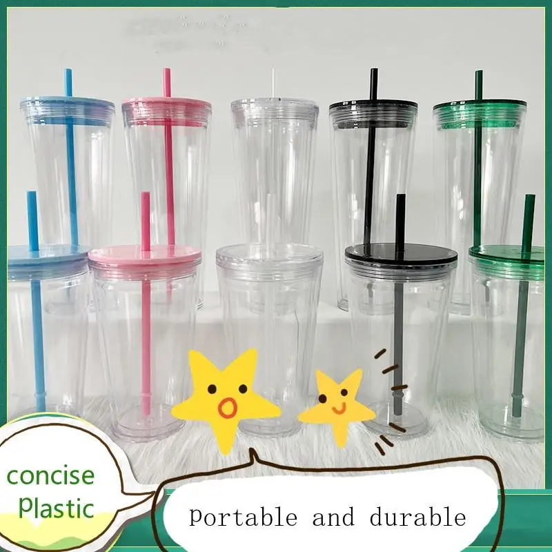 710ml Mugs Reusable Clear Plastic Tumblers Flat Lid Acrylic Water Bottles with Straw Double Walled Office Coffee Mugs Reusable
710ml Mugs Reusable Clear Plastic Tumblers Flat Lid Acrylic Water Bottles with Straw Double Walled Office Coffee Mugs Reusable