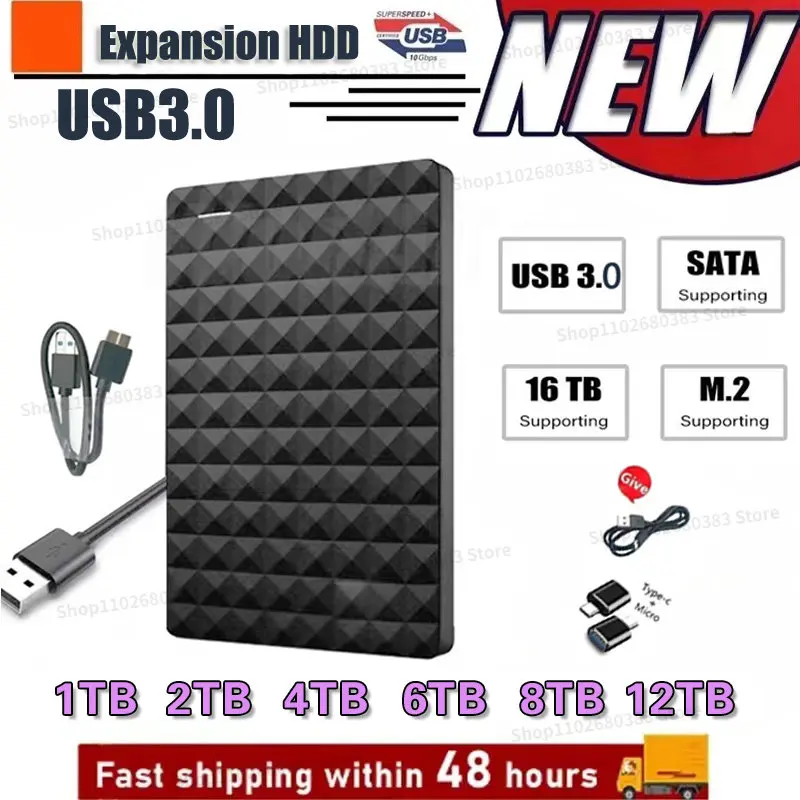 

Expansion HDD Hard Drive 2TB 4TB USB3.0 External 2.5inch Capacity 128TB 16TB Hard Disk Disco duro de 2TB for Computer Portable