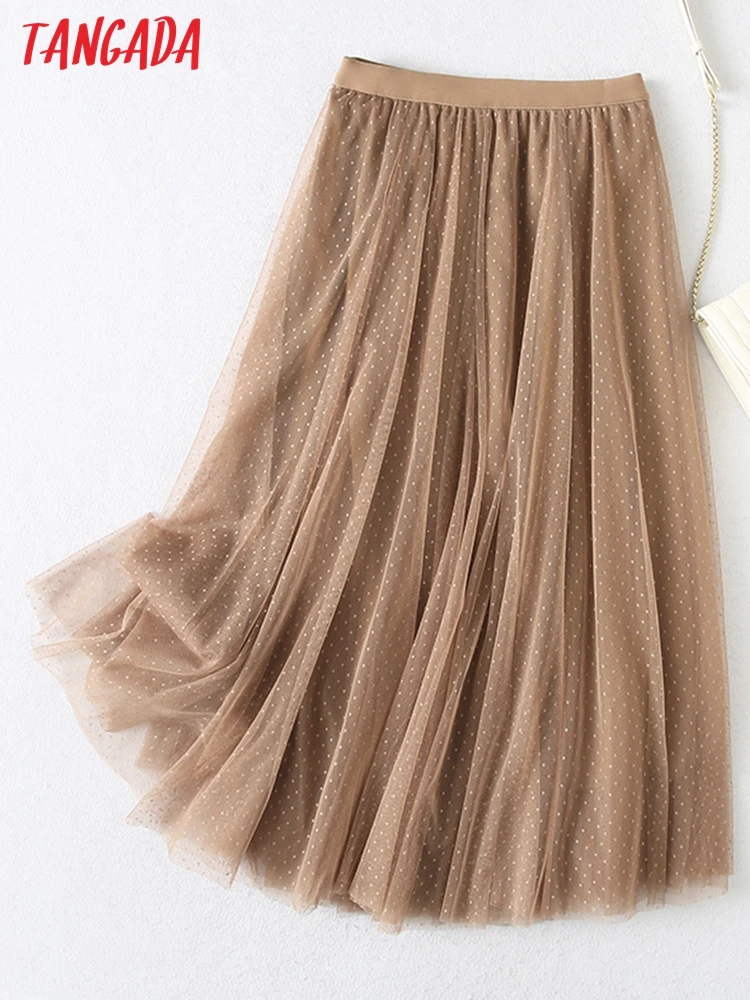 Tangada 2022 New Women Dots Mesh Khaki Pleated Midi Skirt Vintage Strethy Waist Ladies Chic Mid Calf Skirts YU206
Tangada 2022 New Women Dots Mesh Khaki Pleated Midi Skirt Vintage Strethy Waist Ladies Chic Mid Calf Skirts YU206