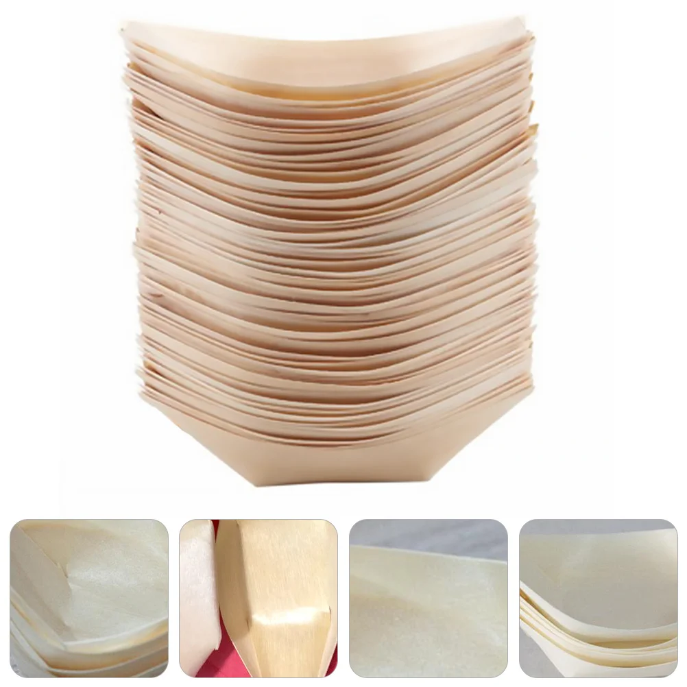 

50 Pcs Breakfast Snacks Sashimi Boat Plate Cheese Food Serving Dishes Charcuterie Utensils Wood Platter Corn Flake Sushi