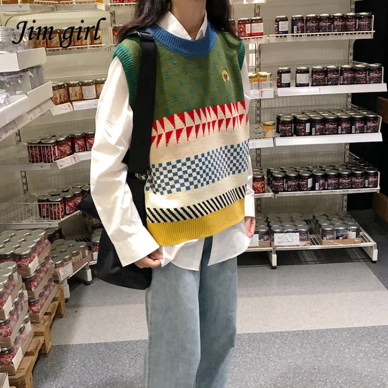 Korean Vintage Sweater Loose O-neck Knit Pullover Vest Y2k Oversized Tank Top Women Kawaii Cat Waistcoat Streetwear Knitted Vest
Korean Vintage Sweater Loose O-neck Knit Pullover Vest Y2k Oversized Tank Top Women Kawaii Cat Waistcoat Streetwear Knitted Vest