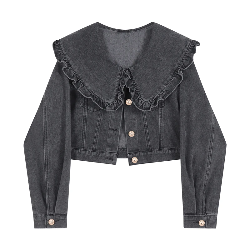 2023 Kawaii Denim Jackets Women Peter Pan Collar Coats Autumn Fashion Female Long Sleeve Casual Outerwear Denim Coats Jackets
2023 Kawaii Denim Jackets Women Peter Pan Collar Coats Autumn Fashion Female Long Sleeve Casual Outerwear Denim Coats Jackets