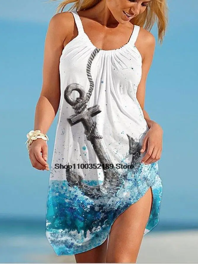 Women Sexy Beach Suspenders Vintage Beachwear Boat Anchor 3D Printing Wide Brimmed Dresses Summer Fashion Sleeveless Sundress
Women Sexy Beach Suspenders Vintage Beachwear Boat Anchor 3D Printing Wide Brimmed Dresses Summer Fashion Sleeveless Sundress
