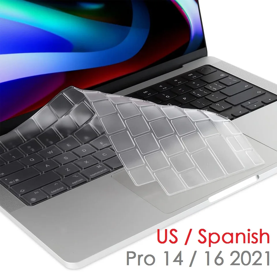 US Spanish Cover for Macbook Pro 14 Pro 16 2021 M1 Max A2442 A2485 Spanish US Keyboard Cover Black Silicon Keyboard Skin
US Spanish Cover for Macbook Pro 14 Pro 16 2021 M1 Max A2442 A2485 Spanish US Keyboard Cover Black Silicon Keyboard Skin