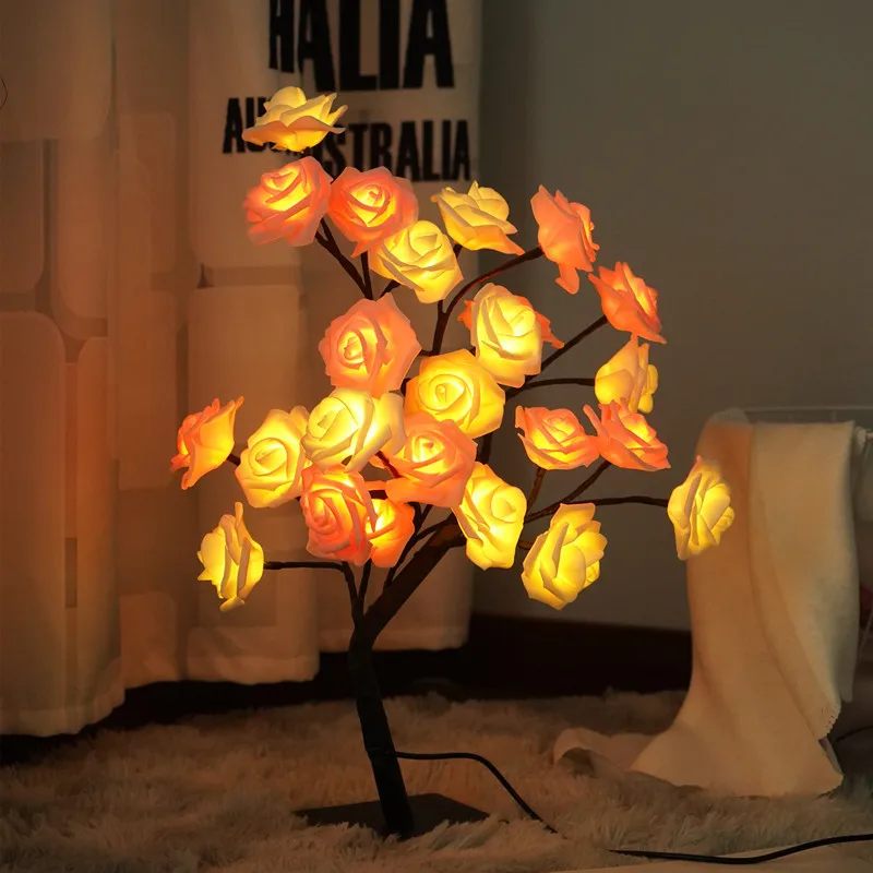 24 LED Rose Flower Tree Lights USB Table Lamp Fairy Maple Leaf Night Light Home Party Christmas Wedding Bedroom Decoration Gift
24 LED Rose Flower Tree Lights USB Table Lamp Fairy Maple Leaf Night Light Home Party Christmas Wedding Bedroom Decoration Gift
