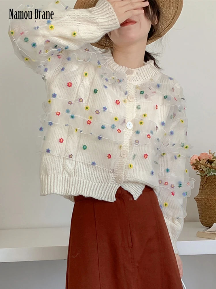 Namou Drane 2022 Autumn Winter New Design Sense Broken Flower Spliced Mesh Cardigan Small Gentle Wind Women's Sweater
Namou Drane 2022 Autumn Winter New Design Sense Broken Flower Spliced Mesh Cardigan Small Gentle Wind Women's Sweater