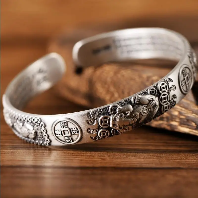 Personality Trendy Silver Color Vintage Elephant Stamp Bangle Bracelets for Women Female Pi Xiu Wealth Lucky Attraction Jewelry
Personality Trendy Silver Color Vintage Elephant Stamp Bangle Bracelets for Women Female Pi Xiu Wealth Lucky Attraction Jewelry