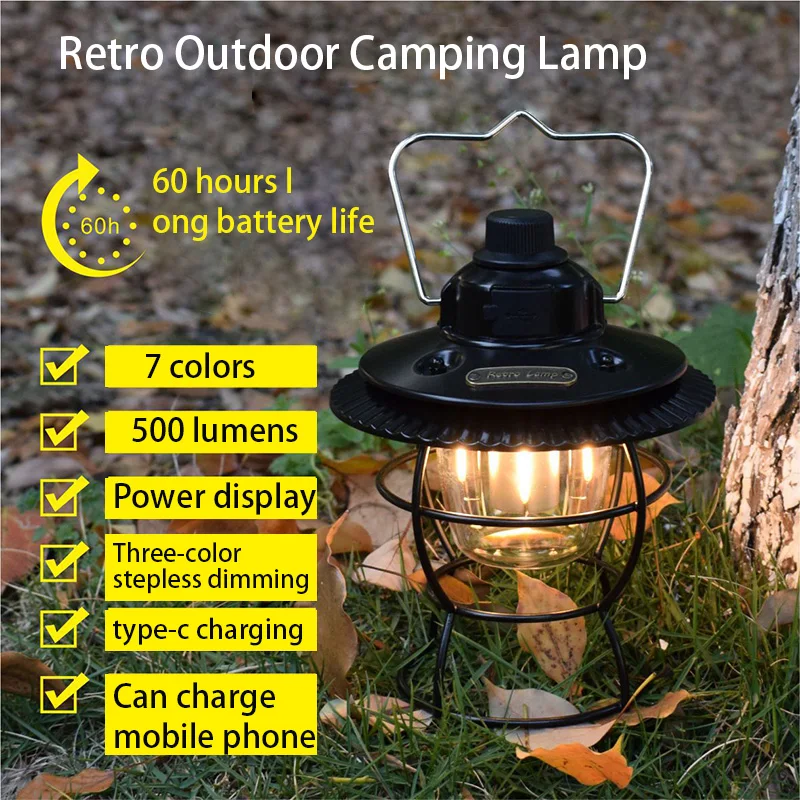 Portable Retro Camping Lantern Rechargeable Metal Handle Flashlight Vintage Warm White Light Outdoor Hanging Tent Light
Portable Retro Camping Lantern Rechargeable Metal Handle Flashlight Vintage Warm White Light Outdoor Hanging Tent Light