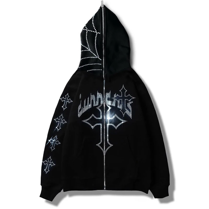 Men Y2K Fashion Hoodie Rhinestones letter graphics Print Zip Hoodie clothes Hoodies Goth Long Sleeve Sweatshirt Oversized Top
Men Y2K Fashion Hoodie Rhinestones letter graphics Print Zip Hoodie clothes Hoodies Goth Long Sleeve Sweatshirt Oversized Top