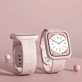 Kawaii Anime Kirby Strap for Apple Watch 1 2 3 4 5 6 7 8 SE Doraemon 3D Printed Silicone Waterproof Sports Band 38mm 42mm 49mm