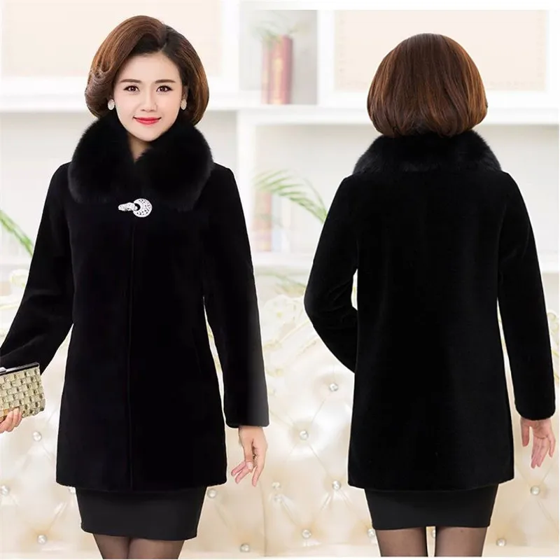 Middle-aged Mother Clothing Winter Faux Mink Coat Jacket Warm Loose Faux fur collar Women Overcoat Plus size Casual Parkas Coats
Middle-aged Mother Clothing Winter Faux Mink Coat Jacket Warm Loose Faux fur collar Women Overcoat Plus size Casual Parkas Coats
