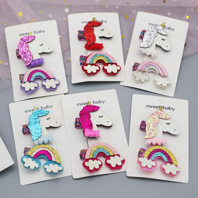 New Korean Version of Cute Unicorn Children's Hairpin Sequins Rainbow Edge Clip Girls Small Bag Cloth Hairpin Hair Accessories
New Korean Version of Cute Unicorn Children's Hairpin Sequins Rainbow Edge Clip Girls Small Bag Cloth Hairpin Hair Accessories