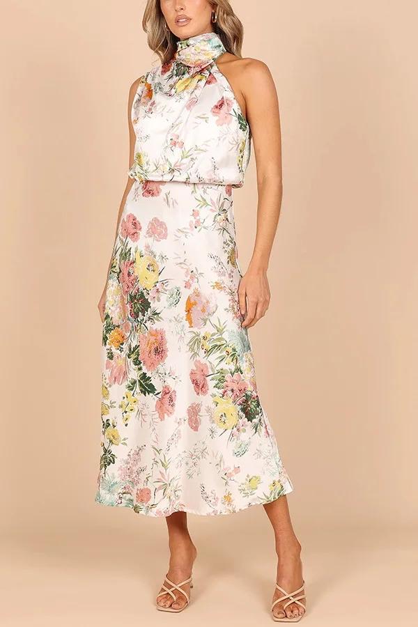 2023 Light Mature Temperament Women's Sleeveless Halter Neck Printed Satin Dress Long Dresses for Women
2023 Light Mature Temperament Women's Sleeveless Halter Neck Printed Satin Dress Long Dresses for Women