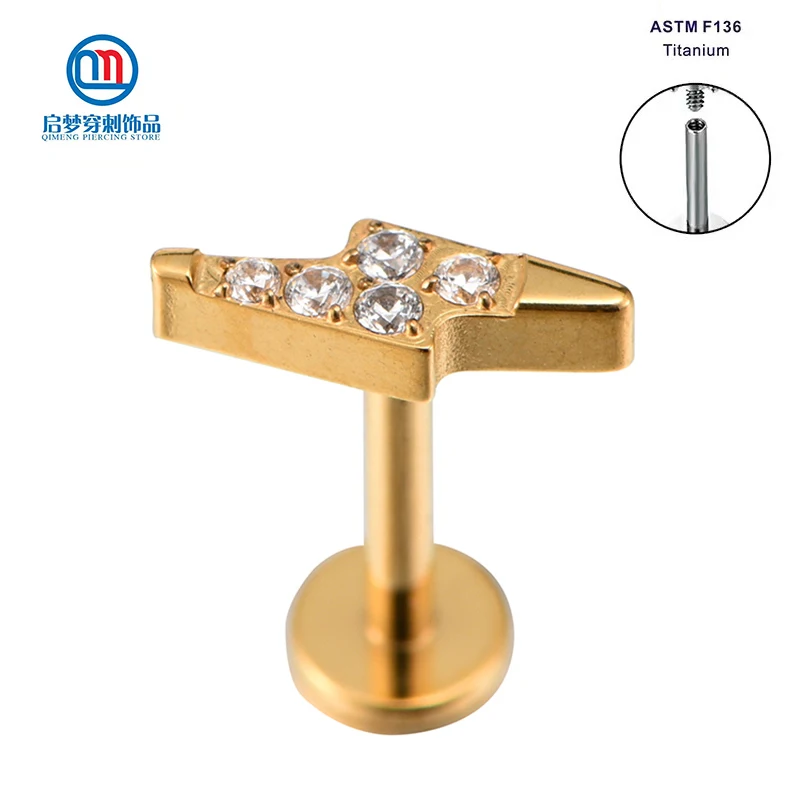 ASTM F136 Titanium Internally Threaded Gold Plated Zircon Lightening Top Cartilage Helix Conch Tragus Earring Piercing Jewelry
ASTM F136 Titanium Internally Threaded Gold Plated Zircon Lightening Top Cartilage Helix Conch Tragus Earring Piercing Jewelry