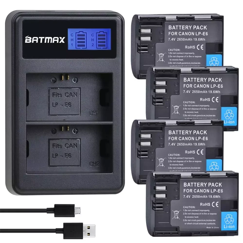 NEW2023 4X 2650mAh LP-E6 LP-E6N LP E6 Battery + LCD USB Dual Charger for Canon EOS 6D 7D 5D Mark II III IV 60D 60Da 70D 80D 5DS
NEW2023 4X 2650mAh LP-E6 LP-E6N LP E6 Battery + LCD USB Dual Charger for Canon EOS 6D 7D 5D Mark II III IV 60D 60Da 70D 80D 5DS