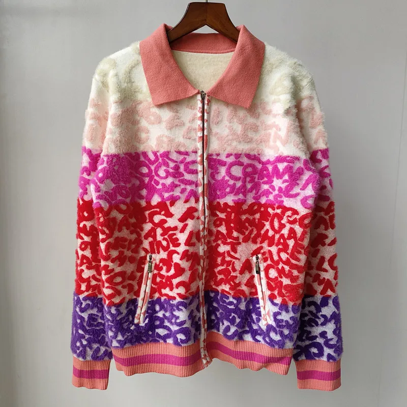 Europe Fashion 2022 Autumn Winter Women New Pink Leopard Print Lapel Zipper Long-Sleeved Mink Hair Slim Knitted Cardigan Coat
Europe Fashion 2022 Autumn Winter Women New Pink Leopard Print Lapel Zipper Long-Sleeved Mink Hair Slim Knitted Cardigan Coat