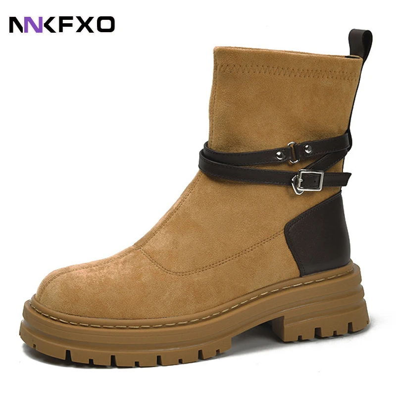 High-Quality ankle strap Short Boots Women Suede Round Toe Flat Platform Chelsea Boots Thick Sole Motorcycle Boots Women Botas
High-Quality ankle strap Short Boots Women Suede Round Toe Flat Platform Chelsea Boots Thick Sole Motorcycle Boots Women Botas