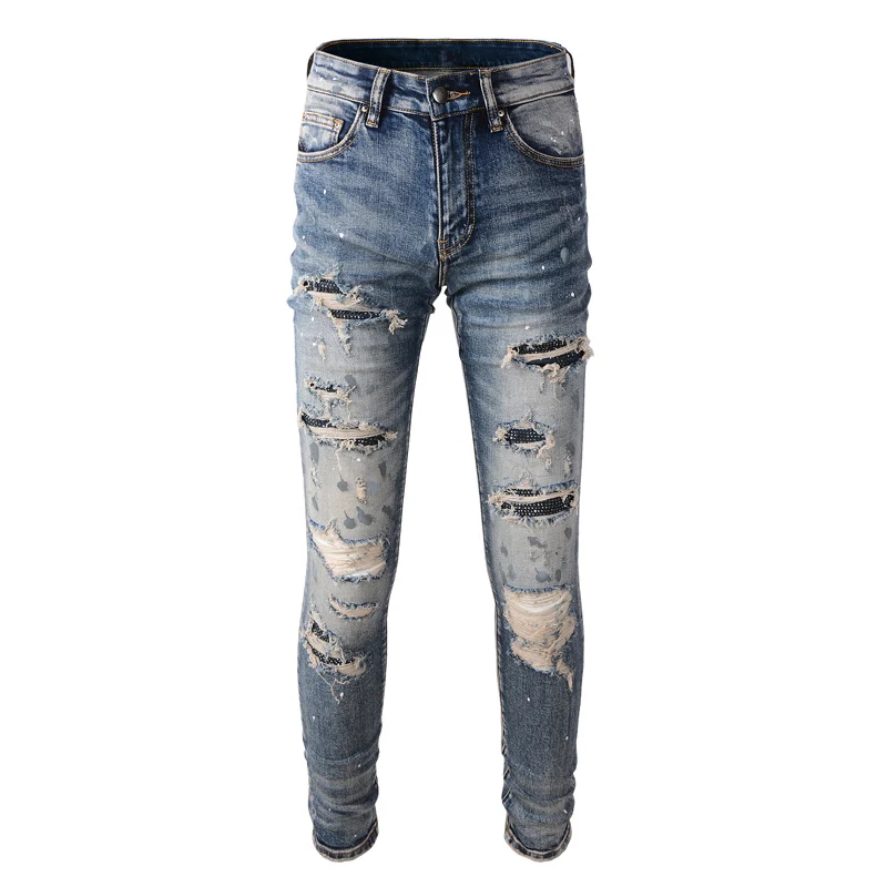 Brand Designer Fashion Men Jeans Retro Blue Elastic Slim Fit Destroyed Hole Ripped Jeans Men Hip Hop Painted Denim Punk Pants
Brand Designer Fashion Men Jeans Retro Blue Elastic Slim Fit Destroyed Hole Ripped Jeans Men Hip Hop Painted Denim Punk Pants