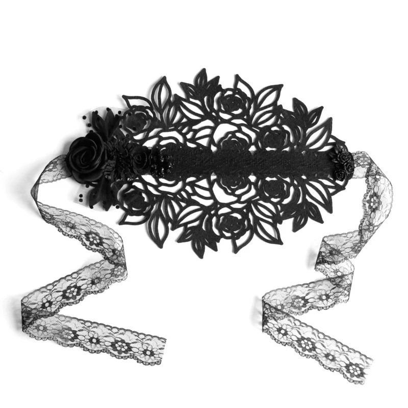 Fashion Flower Death Witch Bonnet Flat Hat Black Lace Headband Tiara for Xmas 
Fashion Flower Death Witch Bonnet Flat Hat Black Lace Headband Tiara for Xmas