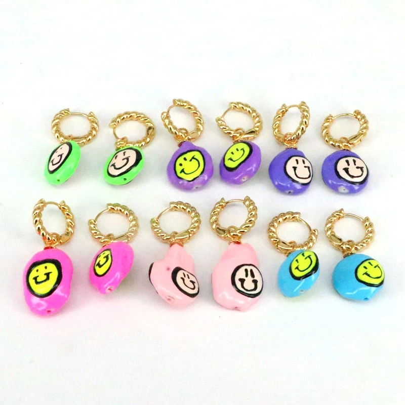 4Pairs, Gold Filled Jewelry Fashion Freshwater Pearl Earrings Colorful Enamel Smiley Face Dangle Earrings for Women
4Pairs, Gold Filled Jewelry Fashion Freshwater Pearl Earrings Colorful Enamel Smiley Face Dangle Earrings for Women