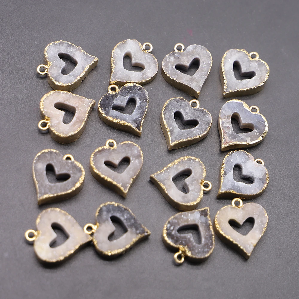 Fashion Natural Stone Druzy Pendants Necklace Agates Gold Plated Charms Heart Shape DIY Jewelry Making Earring 4Pcs Wholesale
Fashion Natural Stone Druzy Pendants Necklace Agates Gold Plated Charms Heart Shape DIY Jewelry Making Earring 4Pcs Wholesale
