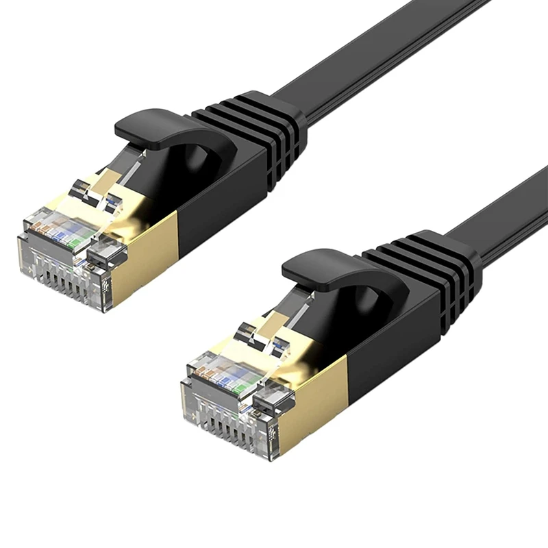 

Ethernet-кабель, для сети Cat 7 Gigabit Lan RJ45, высокоскоростной патч-корд, плоский 10 Гбит/с 600 МГц для ПК, маршрутизатора, черный