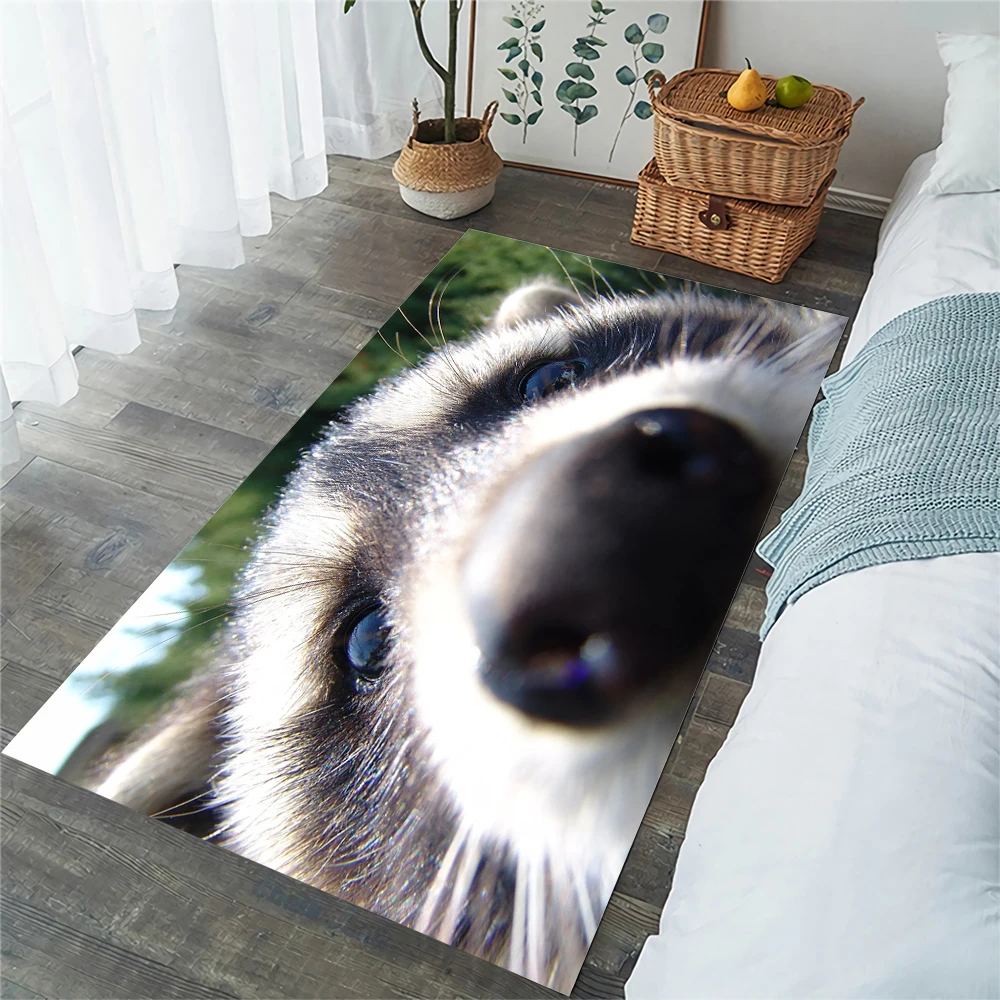 

CLOOCL Funny Raccoon Floor Rug Flannel Carpets for Living Room Fashion Area Rugs Anti Slip Kitchen Mat Home Deco Dropshipping