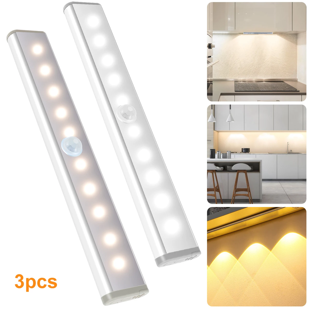 3pcs Motion Sensor Night Lights LED Closet Light 21-23LM Under Cabinet Lamp 6500/3000K Portable Indoor Light Magnetic Base
3pcs Motion Sensor Night Lights LED Closet Light 21-23LM Under Cabinet Lamp 6500/3000K Portable Indoor Light Magnetic Base