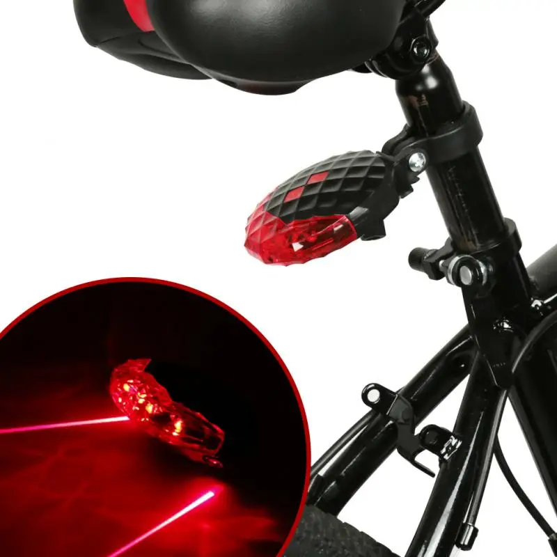 

100LM Bicycle Tail Light 2 AAA Rechargeable Ni-MH Batteries Bike IPX2 7 Modes Cycling Safety Warning 5 LED Rear Laser Lamp