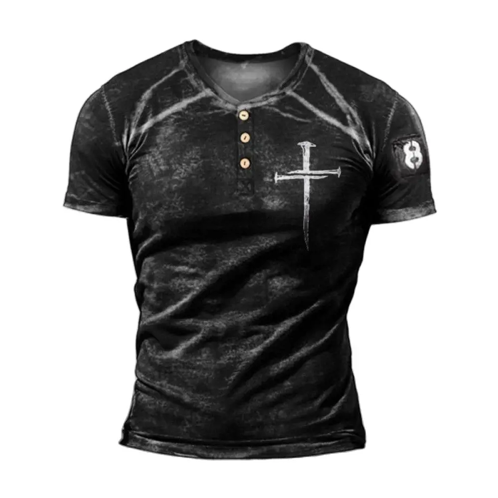 Футболка мужская с коротким рукавом, винтажный стиль, с перекрестным принтом, с воротником «Генри», Модный пуловер, топ на лето
Футболка мужская с коротким рукавом, винтажный стиль, с перекрестным принтом, с воротником «Генри», Модный пуловер, топ на лето