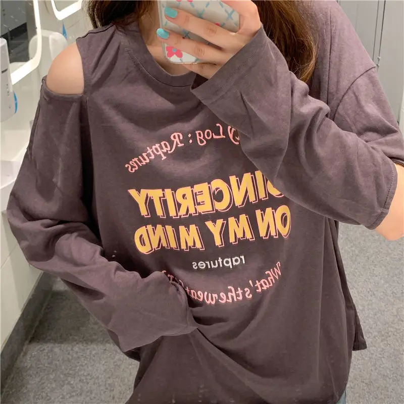 DAYIFUN Off Shoulder T Shirts Korean Letter Print Long Sleeved T-shirt Women 2023 Spring Autumn Oversize Casual O-neck Top Tees
DAYIFUN Off Shoulder T Shirts Korean Letter Print Long Sleeved T-shirt Women 2023 Spring Autumn Oversize Casual O-neck Top Tees