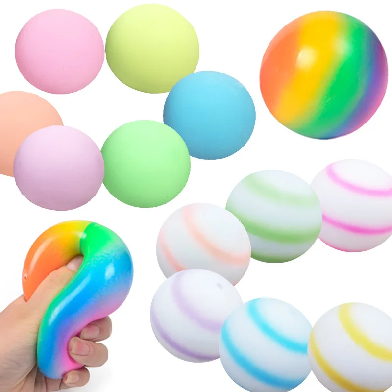 

1PCS 6CM New Vent Ball Colorful Rainbow Stripes Pressure Ball Soft Foam TPR Squeeze Squishy Stress Relief Balls Toy