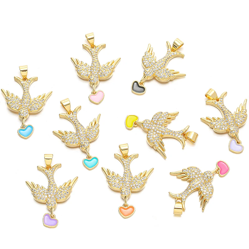 5pcs/lot Mixed Heart Bird Charms Copper cz Zircon Pendant DIY Necklace Craft for Jewelry Making Accessories
5pcs/lot Mixed Heart Bird Charms Copper cz Zircon Pendant DIY Necklace Craft for Jewelry Making Accessories
