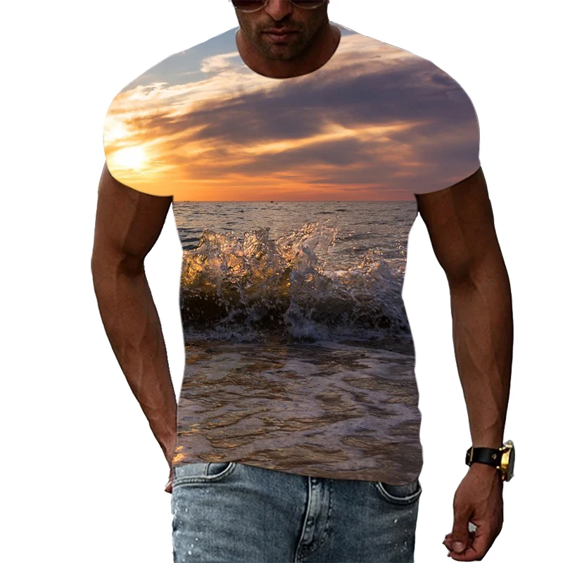 Men's Beach Landscape Printed T-shirt, 3D Landscape Printed Clothing, Leisure, Fashion Trend, Summer Novelty
Men's Beach Landscape Printed T-shirt, 3D Landscape Printed Clothing, Leisure, Fashion Trend, Summer Novelty