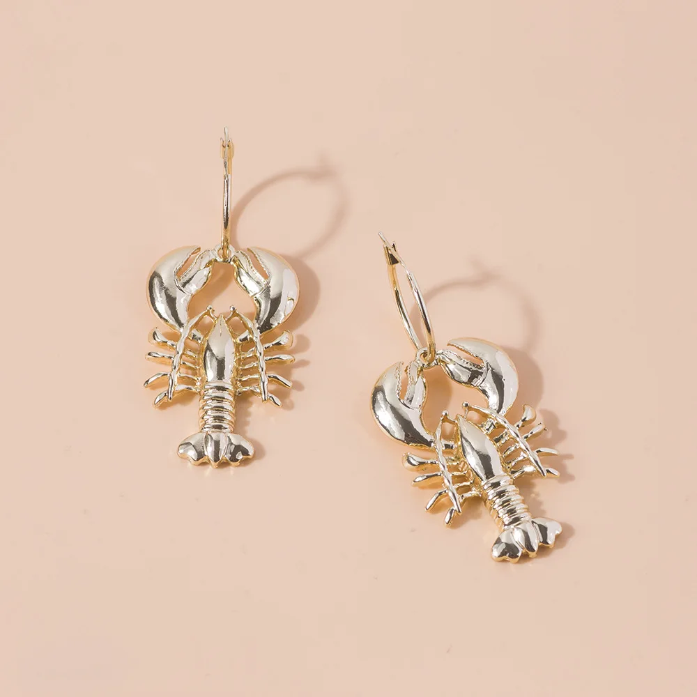 

Gold Color Boho Big Lobster Drop Earrings For Women Cute Ocean Beach Sea Vintage Dangle Earring Statement Jewelry Brincos