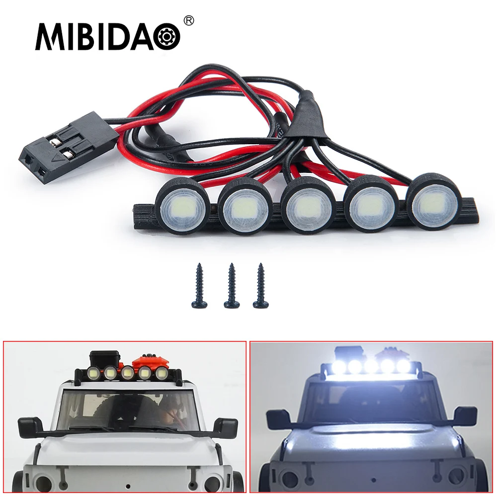 

MIBIDAO White Bright Roof Led Light Lamp Bar Kit for Axial SCX24 AXI00006 Bronco 1/24 RC Crawler Car Model Upgrade Parts
