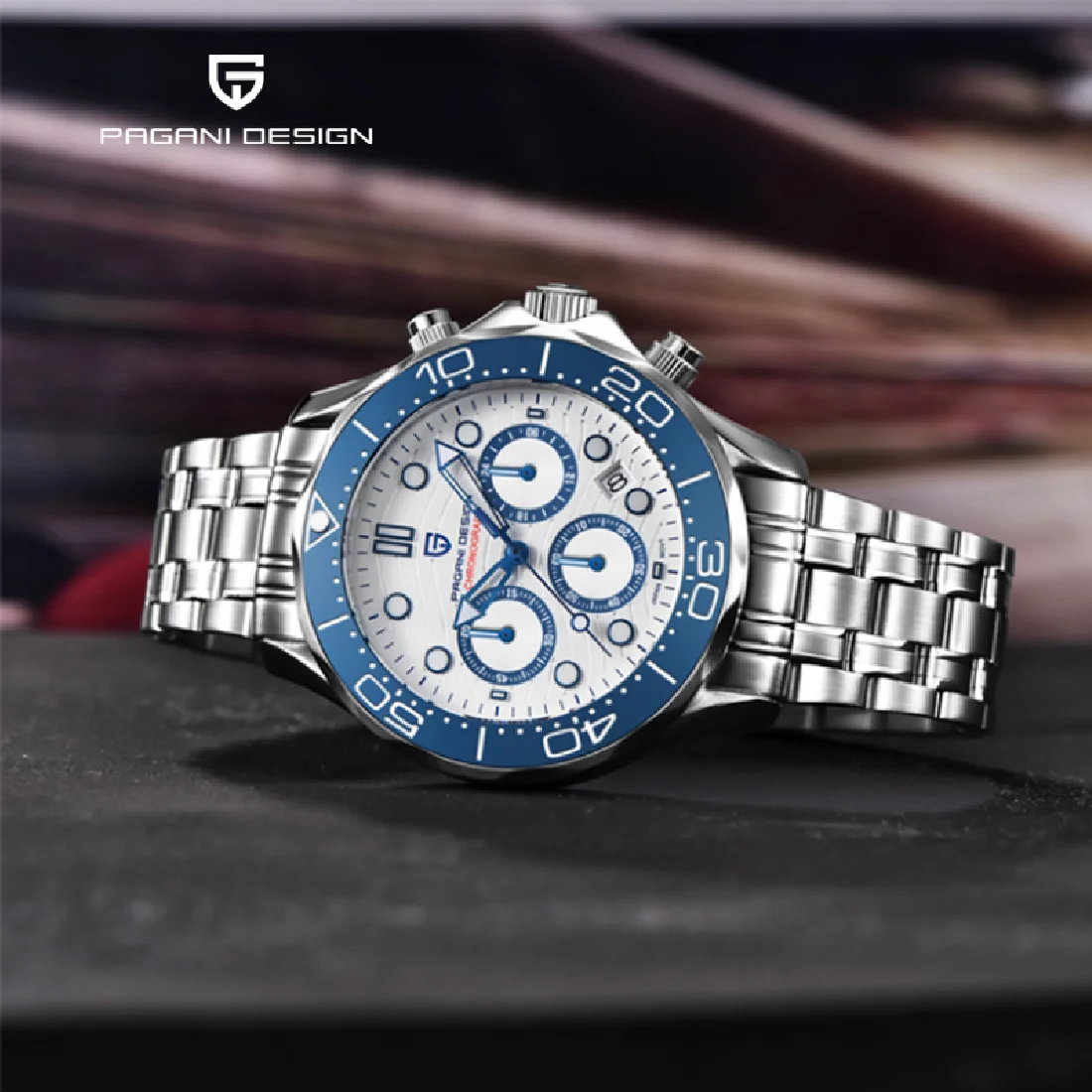 

PAGANI Design Ceramic Bezel Quartz Chronograph Men's Watch Dress Bracelet Accessories Sapphire Stainless Steel Relogio Masculino