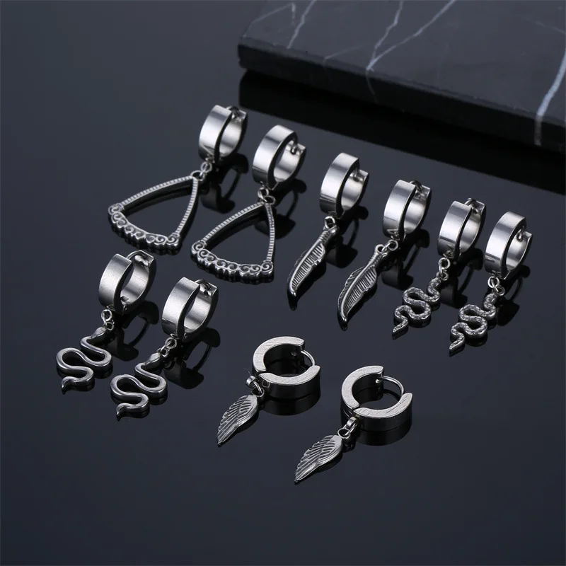 Vintage Snake Feather Wing Geometric Earrings for Women Men Teens Stainless Steel Earrings Punk Hip Hop Jewelry
Vintage Snake Feather Wing Geometric Earrings for Women Men Teens Stainless Steel Earrings Punk Hip Hop Jewelry