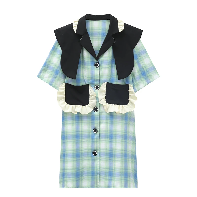 KBAT Vintage Short Sleeve Plaid Women's Suits Dress Single Breasted Patchwork Dress French Elegant Office Lady Blazer Dresses
KBAT Vintage Short Sleeve Plaid Women's Suits Dress Single Breasted Patchwork Dress French Elegant Office Lady Blazer Dresses