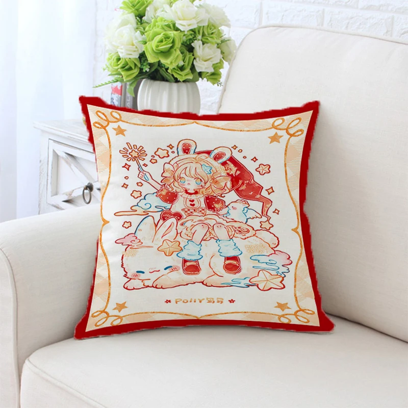 

Merry Christmas Pillow Covers Decorative Pillowcases for Pillows Cases Silk Cover Fall Decor Bed Pillowcase 45x45 Cushions Sofa