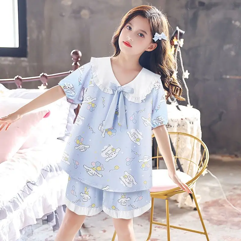 Sanrio Kawaii Cinnamoroll Bow Short Sleeve Sweet Pajama Suit Cute Cartoon Anime Summer Home Clothes Two-Piece Set Toys for Girls
Sanrio Kawaii Cinnamoroll Bow Short Sleeve Sweet Pajama Suit Cute Cartoon Anime Summer Home Clothes Two-Piece Set Toys for Girls