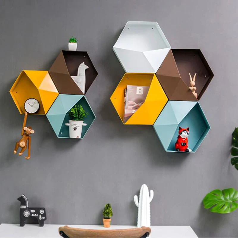 Home Decor Hanging Wall Shelf Flower Pot Shelves Wall Decor Storage Holder Hexagon Storage Box Room Decor Creative Combination 
Home Decor Hanging Wall Shelf Flower Pot Shelves Wall Decor Storage Holder Hexagon Storage Box Room Decor Creative Combination