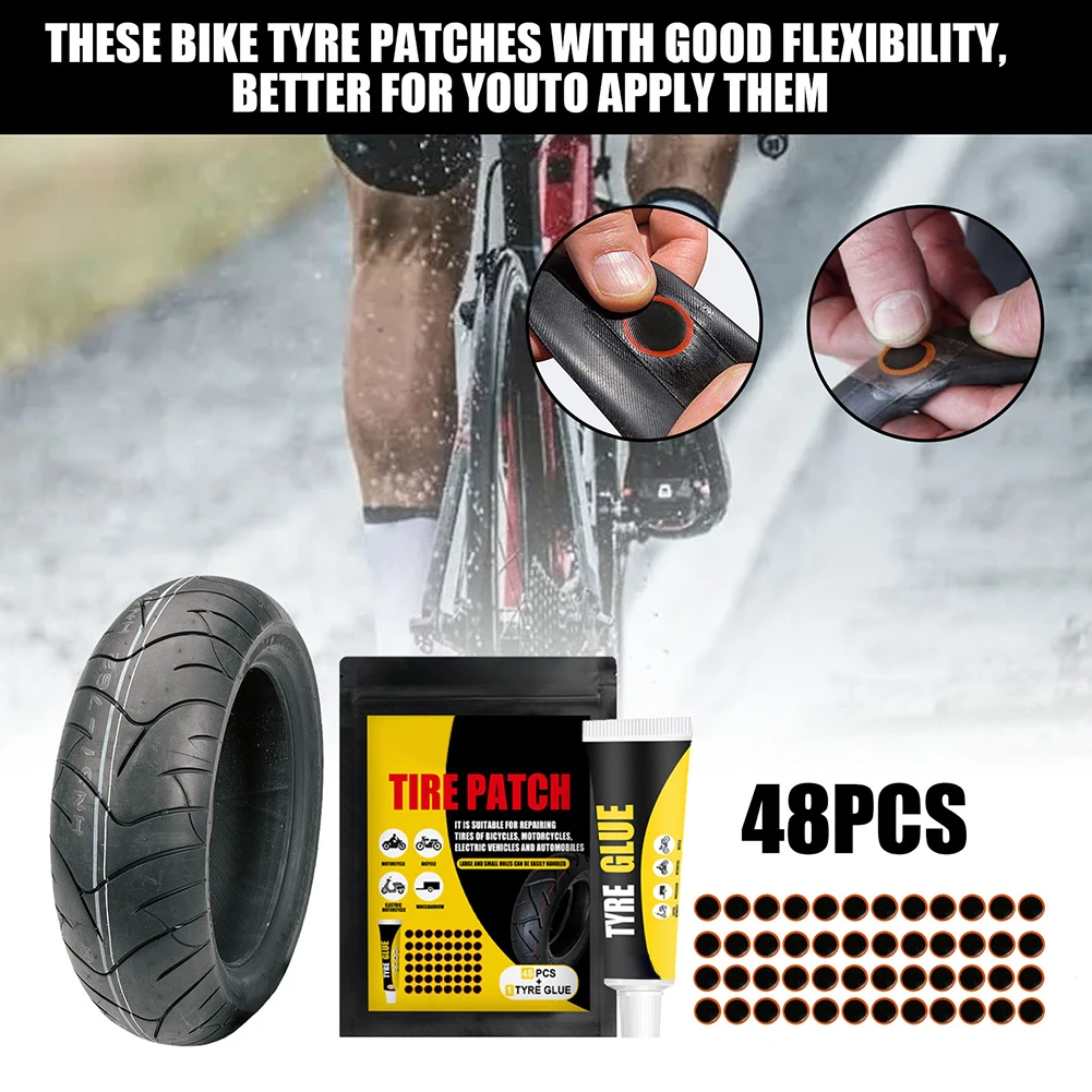 48Pcs Bike Repair Tools Cycling Mender Tire Repair Rubber Patch with 12ml Glue Set for Bike Bicycle Tire Fix Kit Accessories
48Pcs Bike Repair Tools Cycling Mender Tire Repair Rubber Patch with 12ml Glue Set for Bike Bicycle Tire Fix Kit Accessories