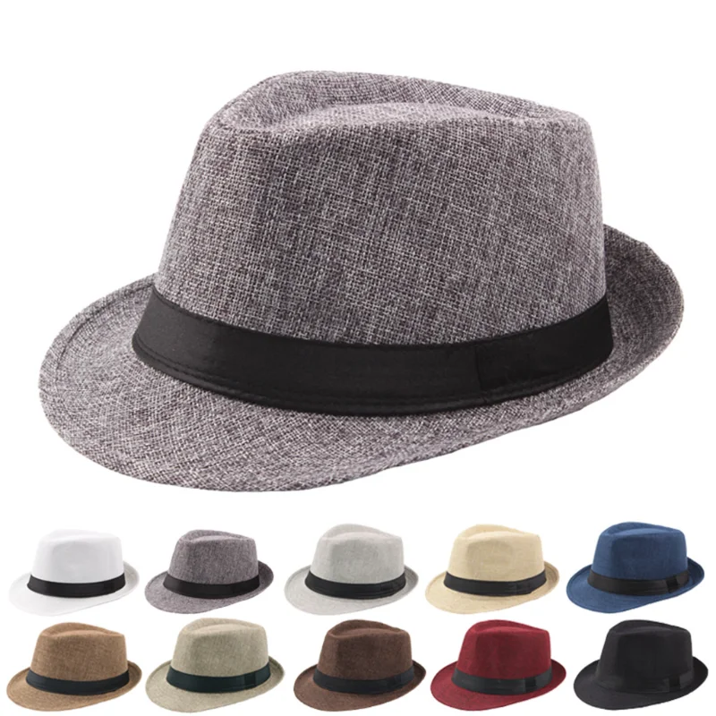 

summer Fedora Hat for Men Fashionable Elegant Vintage Black Women White Red Brim 1920s Panama Top Jazz Beach Unisex Classic Cap