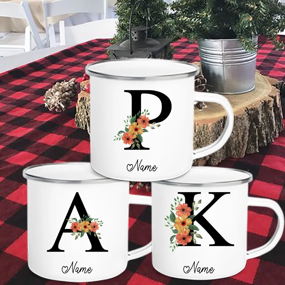 Personalized Name Enamel Mug Custom Flower Letter Alphabet Mug Camping Handle Coffee Tea Milk Mugs Festive Birthday Gifts
Personalized Name Enamel Mug Custom Flower Letter Alphabet Mug Camping Handle Coffee Tea Milk Mugs Festive Birthday Gifts