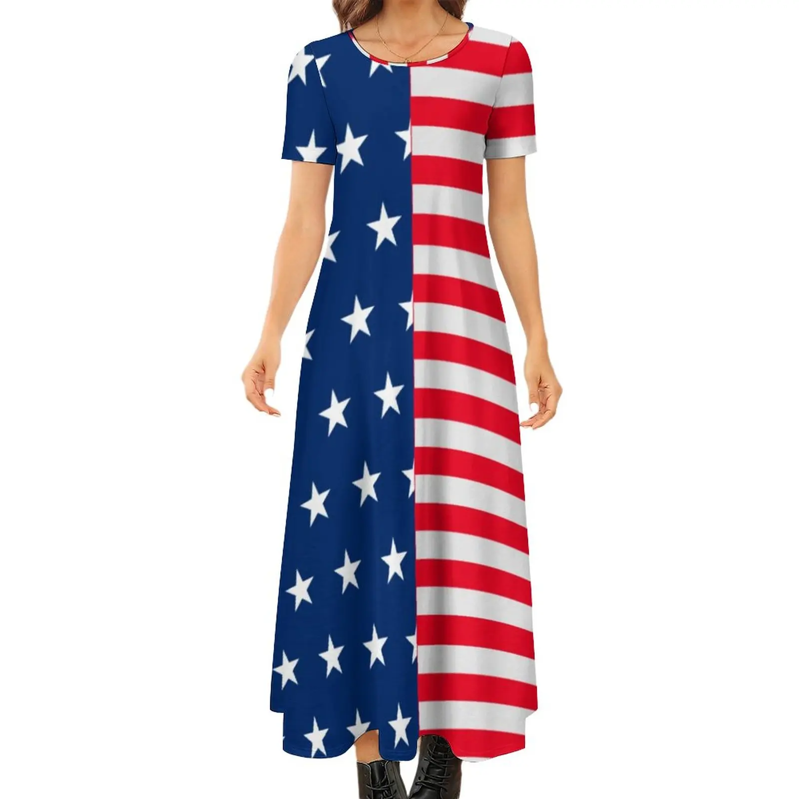 USA Flag Print Dress Stars and Stripes Elegant Maxi Dress Aesthetic Bohemia Long Dresses Womens Short Sleeve Big Size Clothing
USA Flag Print Dress Stars and Stripes Elegant Maxi Dress Aesthetic Bohemia Long Dresses Womens Short Sleeve Big Size Clothing